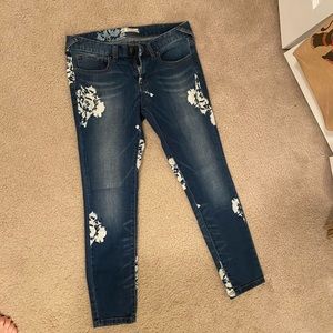 Free People Floral blue jeans